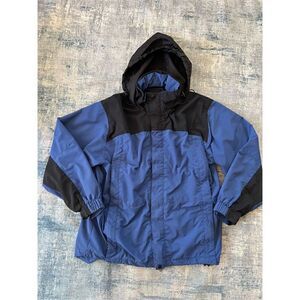 Glacier's Edge Blue Black Hooded Winter Jacket Men's Large